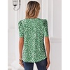 Zeagoo Women Blouses Puff Short Sleeve Tops V Neck Dressy Casual Spring Shirts Boho Floral Cute Clothes 2026(Jh560-green)