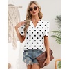 Zeagoo Women Blouses Puff Short Sleeve Tops V Neck Dressy Casual Spring Shirts Boho Floral Cute Clothes 2026(Jh592- Polka Dots)
