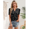 Zeagoo Women Blouses Puff Short Sleeve Tops V Neck Dressy Casual Spring Shirts Boho Floral Cute Clothes 2026(Jh601-black)