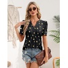 Zeagoo Women Blouses Puff Short Sleeve Tops V Neck Dressy Casual Spring Shirts Boho Floral Cute Clothes 2026(Jh601-black)