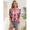 Zeagoo Women Blouses Puff Short Sleeve Tops V Neck Dressy Casual Spring Shirts Boho Floral Cute Clothes 2026(Jh603-pink)