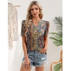 Zeagoo Women Blouses Puff Short Sleeve Tops V Neck Dressy Casual Spring Shirts Boho Floral Cute Clothes 2026(Mz721-multicolored)
