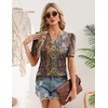 Zeagoo Women Blouses Puff Short Sleeve Tops V Neck Dressy Casual Spring Shirts Boho Floral Cute Clothes 2026(Mz721-multicolored)