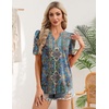 Zeagoo Women Blouses Puff Short Sleeve Tops V Neck Dressy Casual Spring Shirts Boho Floral Cute Clothes 2026(Mz779-multicolored)