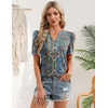 Zeagoo Women Blouses Puff Short Sleeve Tops V Neck Dressy Casual Spring Shirts Boho Floral Cute Clothes 2026(Mz779-multicolored)