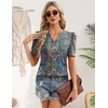Zeagoo Women Blouses Puff Short Sleeve Tops V Neck Dressy Casual Spring Shirts Boho Floral Cute Clothes 2026(Mz779-multicolored)