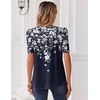 Zeagoo Women Blouses Puff Short Sleeve Tops V Neck Dressy Casual Spring Shirts Boho Floral Cute Clothes 2026(Sf103-navy)
