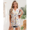 Zeagoo Women Blouses Puff Short Sleeve Tops V Neck Dressy Casual Spring Shirts Boho Floral Cute Clothes 2026(Wf109-apricot)