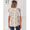 Zeagoo Women Blouses Puff Short Sleeve Tops V Neck Dressy Casual Spring Shirts Boho Floral Cute Clothes 2026(Wf109-apricot)