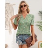 Zeagoo Women Blouses Puff Short Sleeve Tops V Neck Dressy Casual Spring Shirts Boho Floral Cute Clothes 2026(Xh534- Green Flowers)