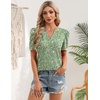 Zeagoo Women Blouses Puff Short Sleeve Tops V Neck Dressy Casual Spring Shirts Boho Floral Cute Clothes 2026(Xh534- Green Flowers)