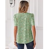 Zeagoo Women Blouses Puff Short Sleeve Tops V Neck Dressy Casual Spring Shirts Boho Floral Cute Clothes 2026(Xh534- Green Flowers)
