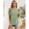 Zeagoo Women Blouses Puff Short Sleeve Tops V Neck Dressy Casual Spring Shirts Boho Floral Cute Clothes 2026(Xh534- Green Flowers)