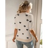 Zeagoo Women Short Sleeve Sweater Summer Crew Neck Dressy Casual Tops(1-bow Knot Black)