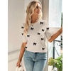 Zeagoo Women Short Sleeve Sweater Summer Crew Neck Dressy Casual Tops(1-bow Knot Black)