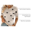 Zeagoo Women Short Sleeve Sweater Summer Crew Neck Dressy Casual Tops(1-bow Knot Black)