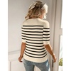 Zeagoo Women Short Sleeve Sweater Summer Crew Neck Dressy Casual Tops(Apricot-black)