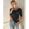 Zeagoo Women Short Sleeve Sweater Summer Crew Neck Dressy Casual Tops(Black)