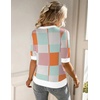 Zeagoo Women Short Sleeve Sweater Summer Crew Neck Dressy Casual Tops(Blue Pink Gw84)