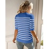 Zeagoo Women Short Sleeve Sweater Summer Crew Neck Dressy Casual Tops(Blue-white)