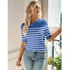 Zeagoo Women Short Sleeve Sweater Summer Crew Neck Dressy Casual Tops(Blue-white)