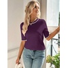 Zeagoo Women Short Sleeve Sweater Summer Crew Neck Dressy Casual Tops(Dark Purple)