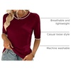 Zeagoo Women Short Sleeve Sweater Summer Crew Neck Dressy Casual Tops(Dark Red)