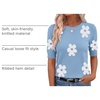 Zeagoo Women Short Sleeve Sweater Summer Crew Neck Dressy Casual Tops(Floral Blue-white)