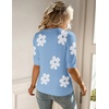 Zeagoo Women Short Sleeve Sweater Summer Crew Neck Dressy Casual Tops(Floral Blue-white)
