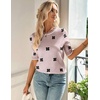Zeagoo Women Short Sleeve Sweater Summer Crew Neck Dressy Casual Tops(Floral Jh455 Pink-white)