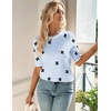 Zeagoo Women Short Sleeve Sweater Summer Crew Neck Dressy Casual Tops(Floral Jh528 Blue-white)