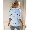 Zeagoo Women Short Sleeve Sweater Summer Crew Neck Dressy Casual Tops(Floral Jh528 Blue-white)