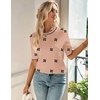 Zeagoo Women Short Sleeve Sweater Summer Crew Neck Dressy Casual Tops(Floral Jh618 Coral-white)