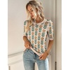 Zeagoo Women Short Sleeve Sweater Summer Crew Neck Dressy Casual Tops(Floral Khaki-orange)