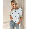 Zeagoo Women Short Sleeve Sweater Summer Crew Neck Dressy Casual Tops(Floral Sf324 Green-white)