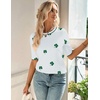 Zeagoo Women Short Sleeve Sweater Summer Crew Neck Dressy Casual Tops(Floral Sf324 Green-white)