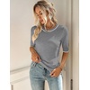 Zeagoo Women Short Sleeve Sweater Summer Crew Neck Dressy Casual Tops(Gray)