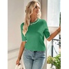 Zeagoo Women Short Sleeve Sweater Summer Crew Neck Dressy Casual Tops(Green)