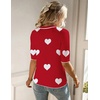 Zeagoo Women Short Sleeve Sweater Summer Crew Neck Dressy Casual Tops(Heart Red-white)