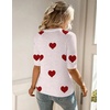 Zeagoo Women Short Sleeve Sweater Summer Crew Neck Dressy Casual Tops(Heart White-red)