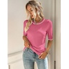 Zeagoo Women Short Sleeve Sweater Summer Crew Neck Dressy Casual Tops(Hot Pink)