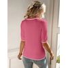 Zeagoo Women Short Sleeve Sweater Summer Crew Neck Dressy Casual Tops(Hot Pink)