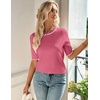 Zeagoo Women Short Sleeve Sweater Summer Crew Neck Dressy Casual Tops(Hot Pink)