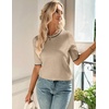 Zeagoo Women Short Sleeve Sweater Summer Crew Neck Dressy Casual Tops(Khaki)