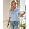 Zeagoo Women Short Sleeve Sweater Summer Crew Neck Dressy Casual Tops(Light Blue)