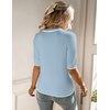 Zeagoo Women Short Sleeve Sweater Summer Crew Neck Dressy Casual Tops(Light Blue)
