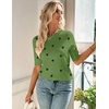 Zeagoo Women Short Sleeve Sweater Summer Crew Neck Dressy Casual Tops(Polka Pots Green 271)