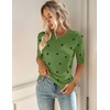 Zeagoo Women Short Sleeve Sweater Summer Crew Neck Dressy Casual Tops(Polka Pots Green 271)