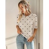 Zeagoo Women Short Sleeve Sweater Summer Crew Neck Dressy Casual Tops(Polka Pots Khaki 442)