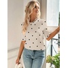 Zeagoo Women Short Sleeve Sweater Summer Crew Neck Dressy Casual Tops(Polka Pots Khaki 442)